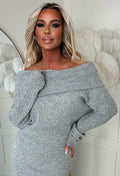 Cute As Always Grey Marl Knitted Bardot Jumper