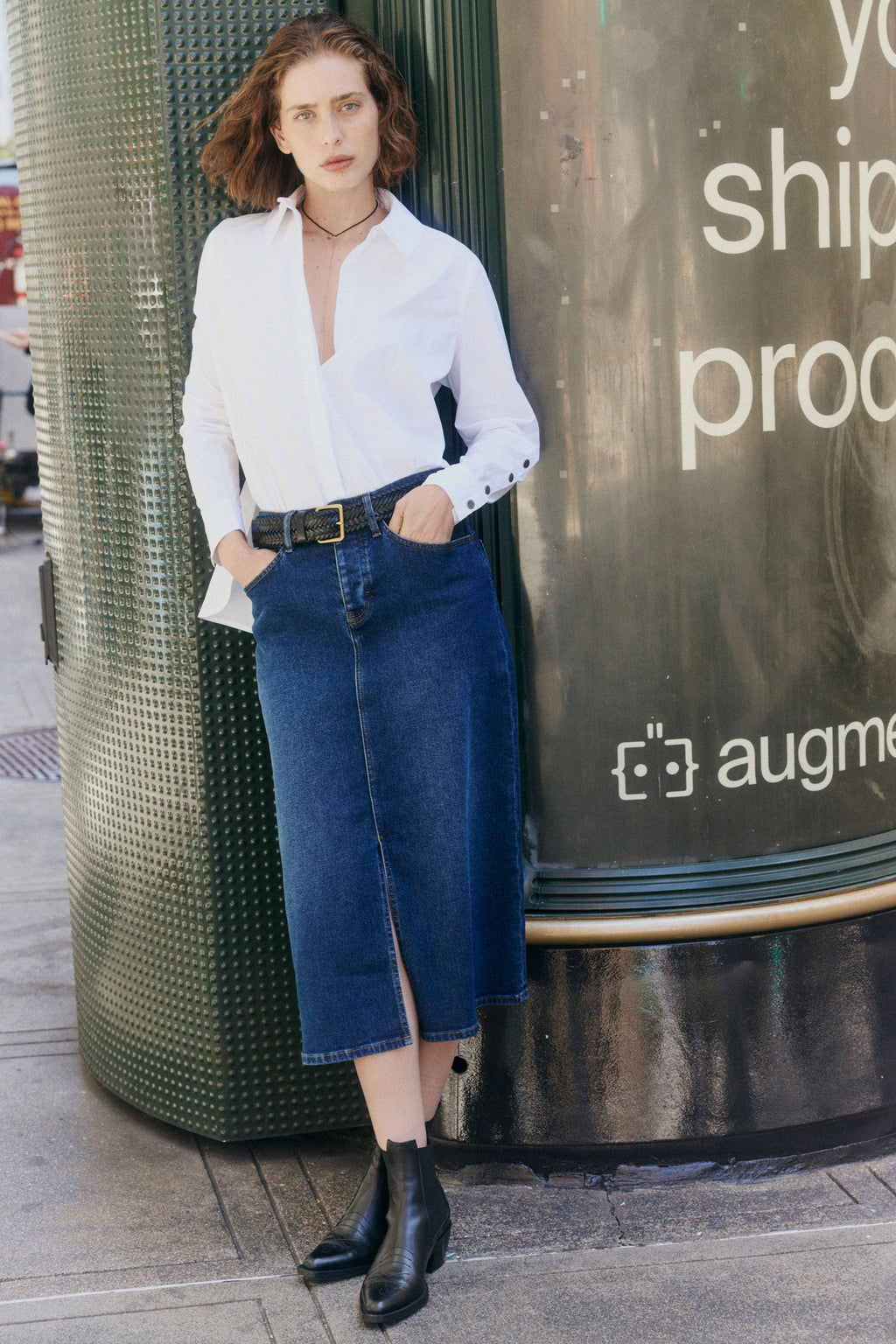 The Iconic Denim Midi Skirt