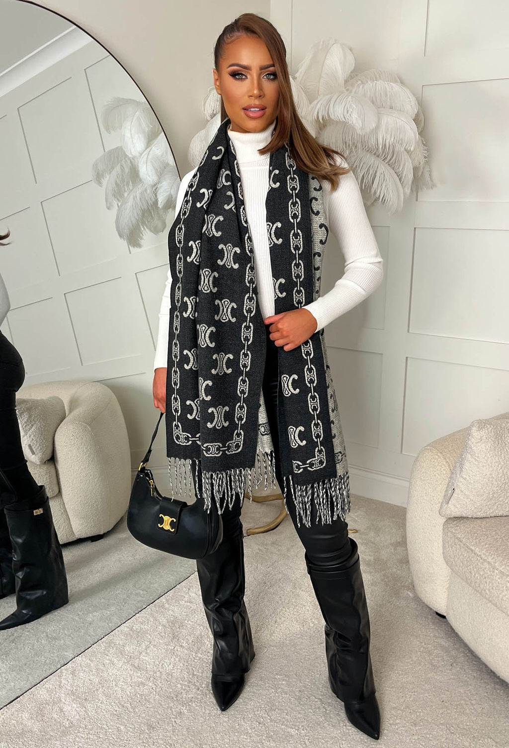 Designer Lover Black Printed Scarf