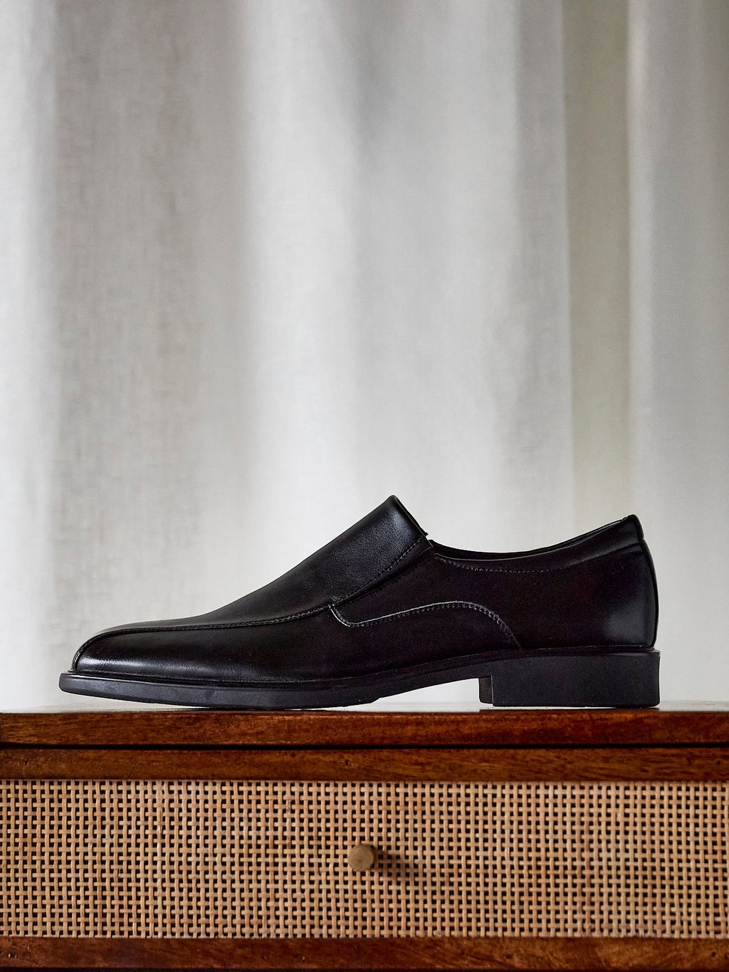 Diego Mens Black Faux Leather Slip-On Shoes