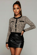 Don't Go Changing Beige Leopard Gold Button Knitted Top