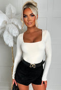 Don't Hold Back Black Faux Suede Wrap Over Skort