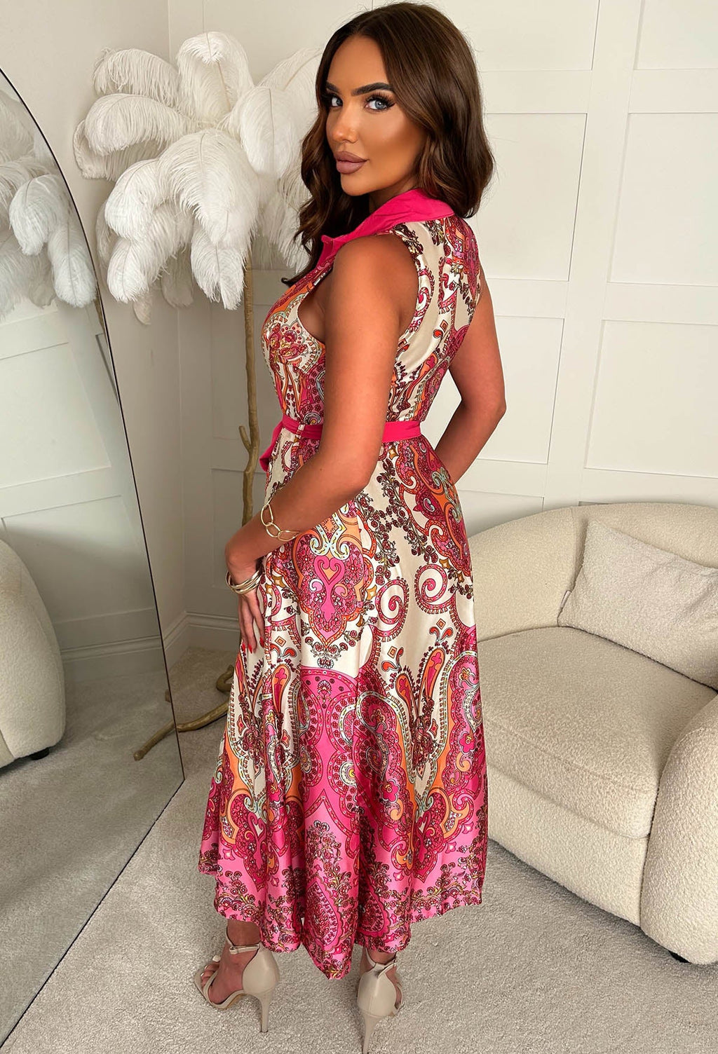Dubai Dreams Multi Luxury Satin Print Maxi Dress