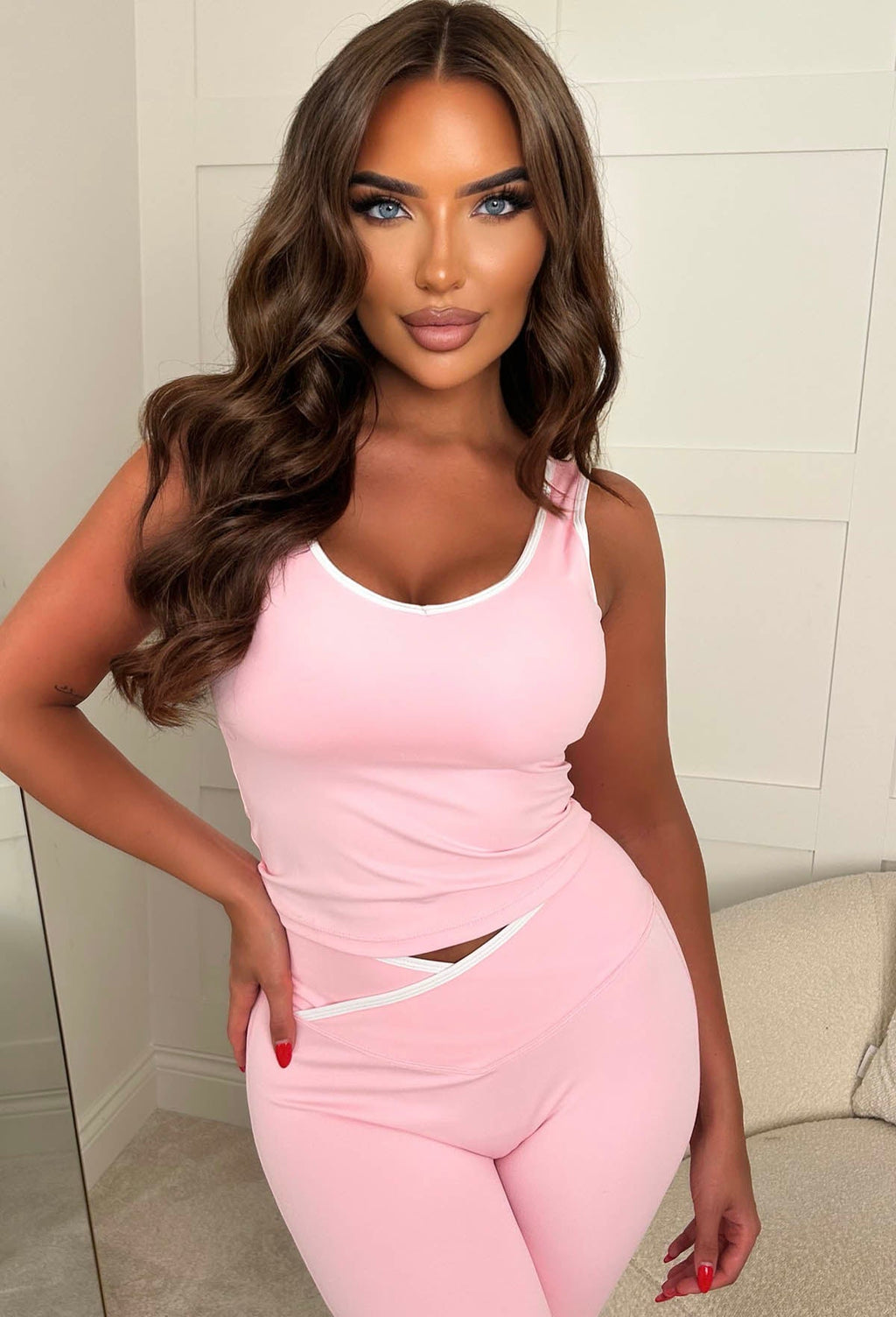 Effortless Cool Pink Contrast Edge Activewear Set