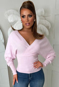 Elsie Baby Pink V-Neck Wrap Jumper