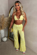 Endless Possibilities Lemon Stretch Lace Scalloped Hem Lined Trousers