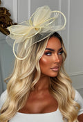 Eternity Butter Yellow Diamante Veil Fascinator