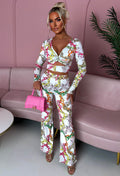 Feeling That White Chain Printed Cut Out Top Co-Ord