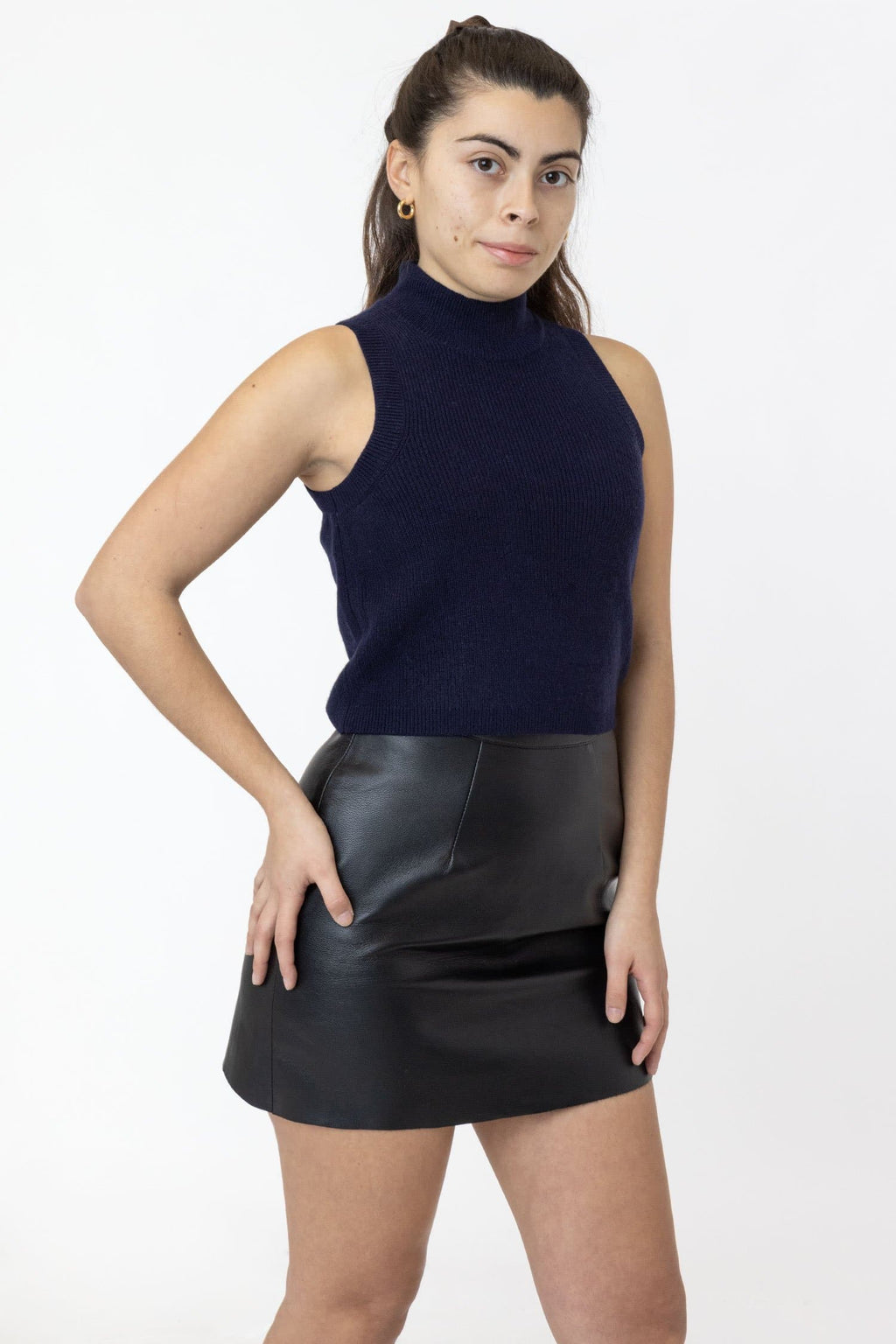 RFK382 - Cashmere Knit Sleeveless Mock Neck