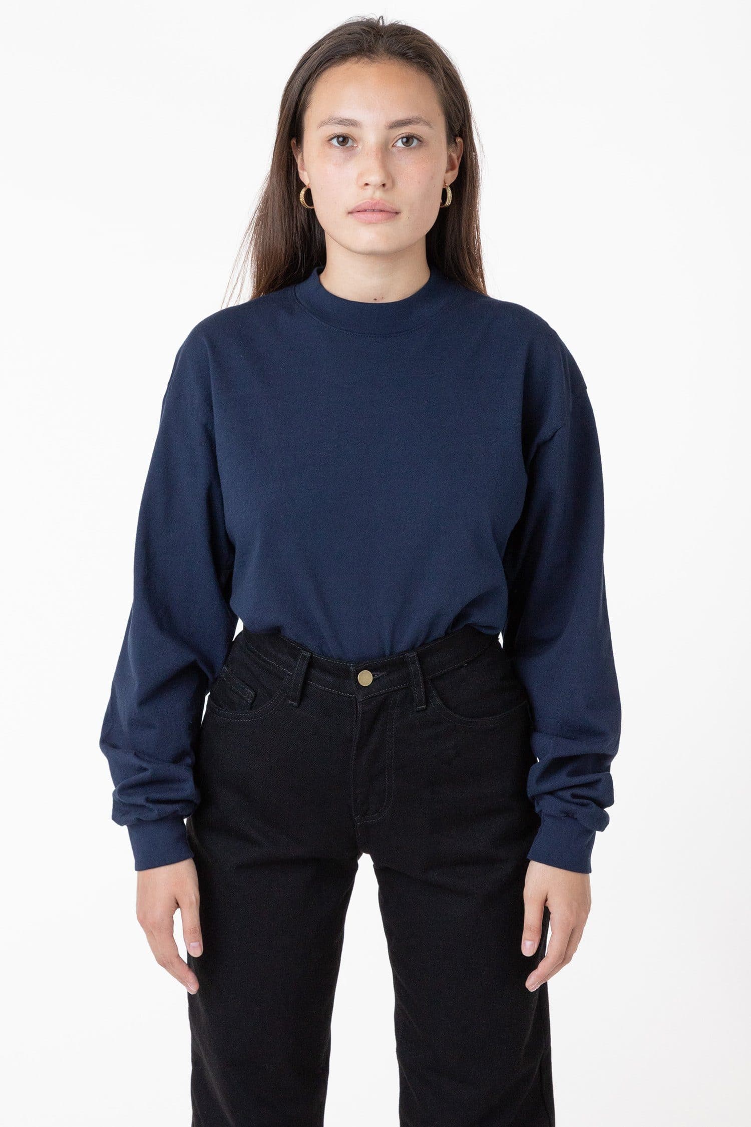 1406GD Mix - Long Sleeve Garment Dye Mockneck T-Shirt