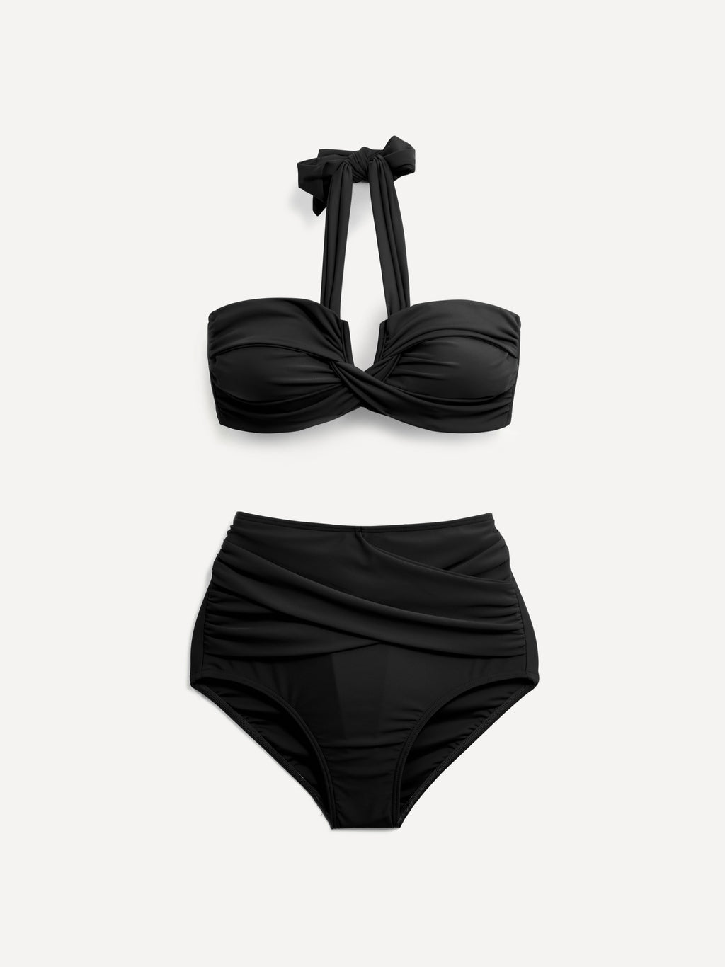 Palma Black Bandeau High Waisted Bikini