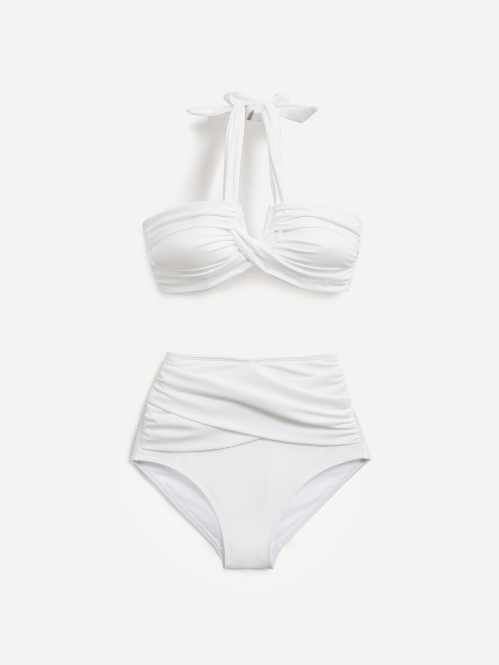 Palma White Bandeau High Waisted Bikini