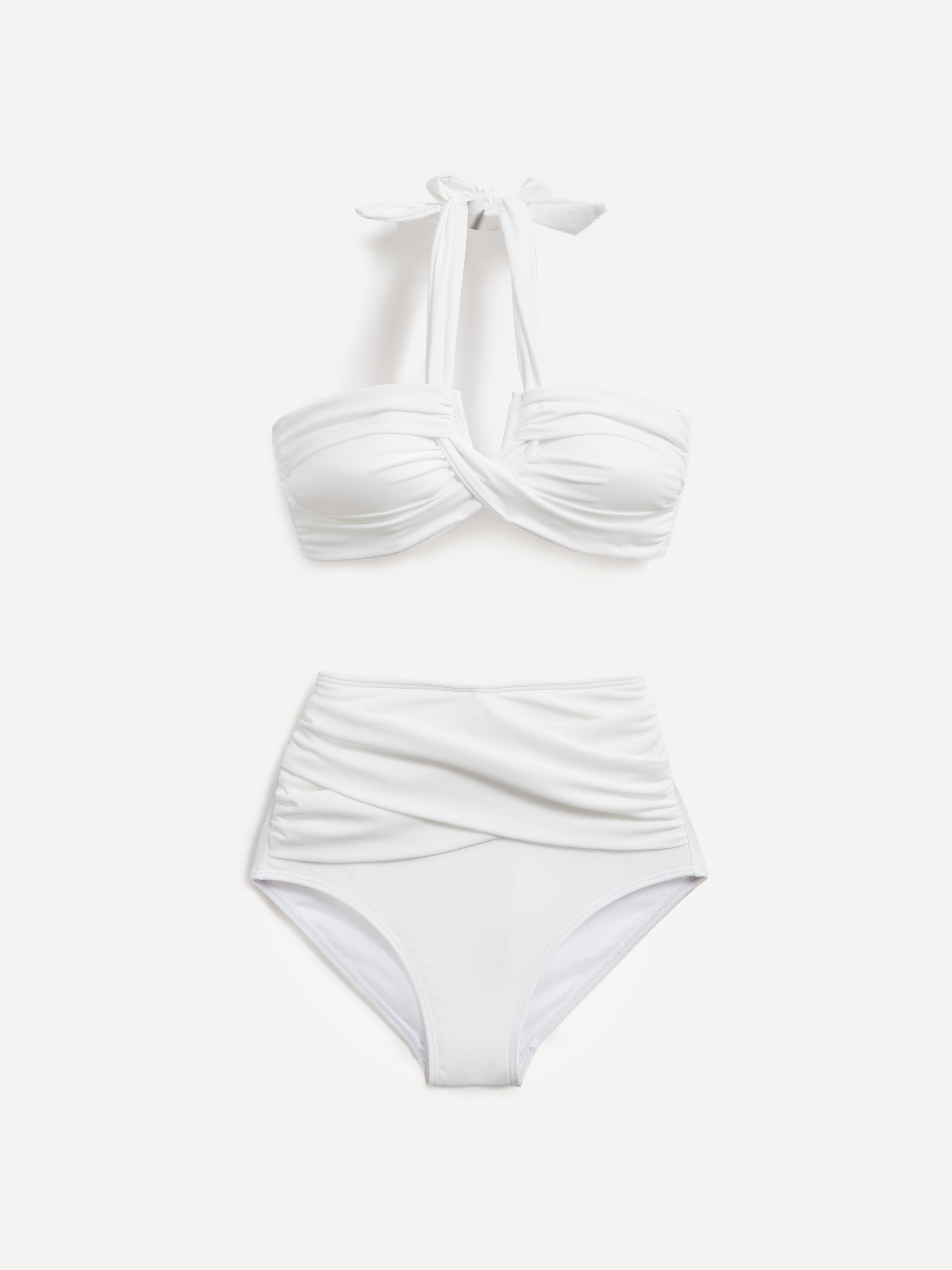 Palma White Bandeau High Waisted Bikini