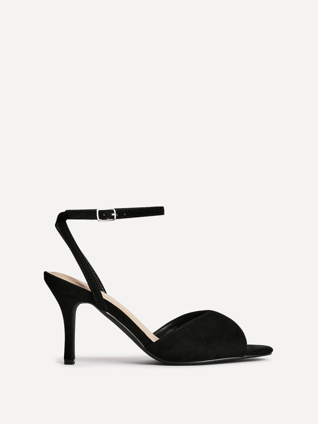 Parlour Black Faux Suede Peep Toe Heels