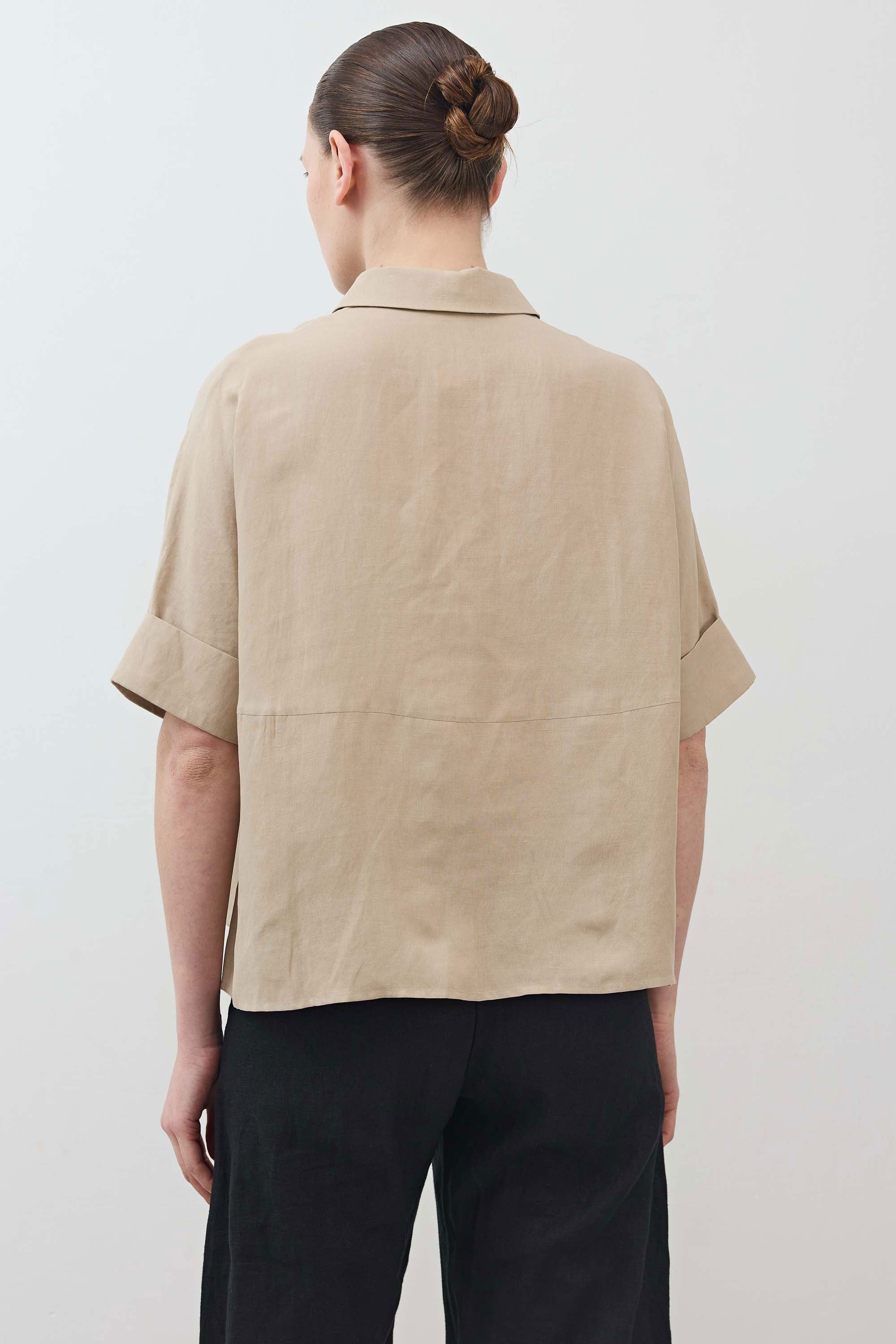 Silk Linen Oversized Pullover Blouse