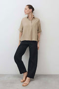 Silk Linen Oversized Pullover Blouse