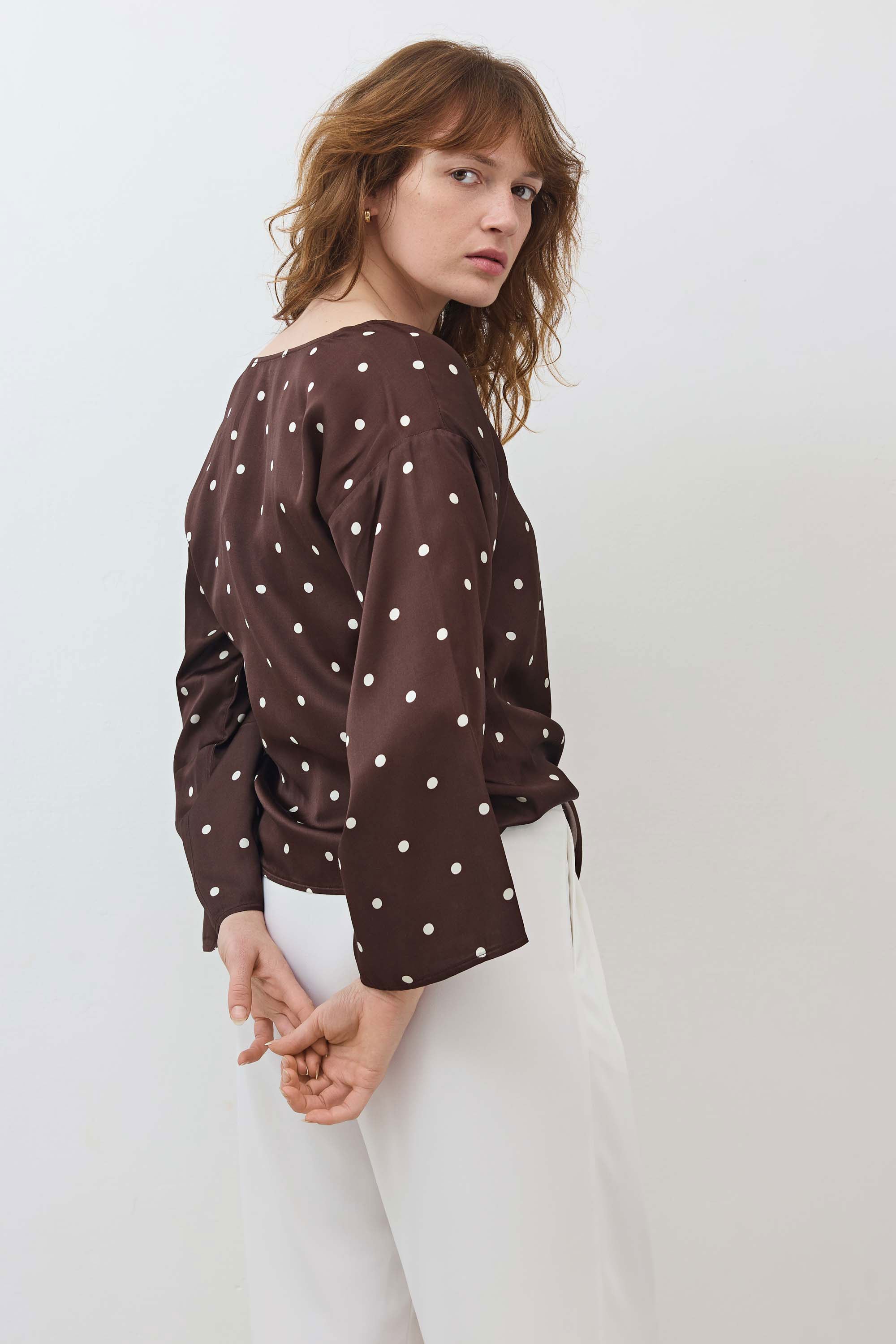 Silky Tie Front Blouse