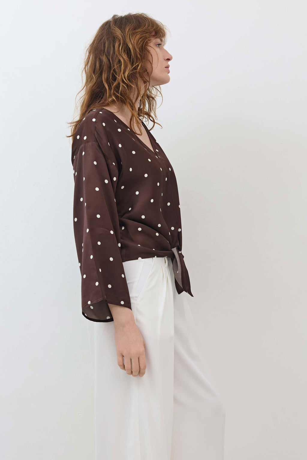 Silky Tie Front Blouse