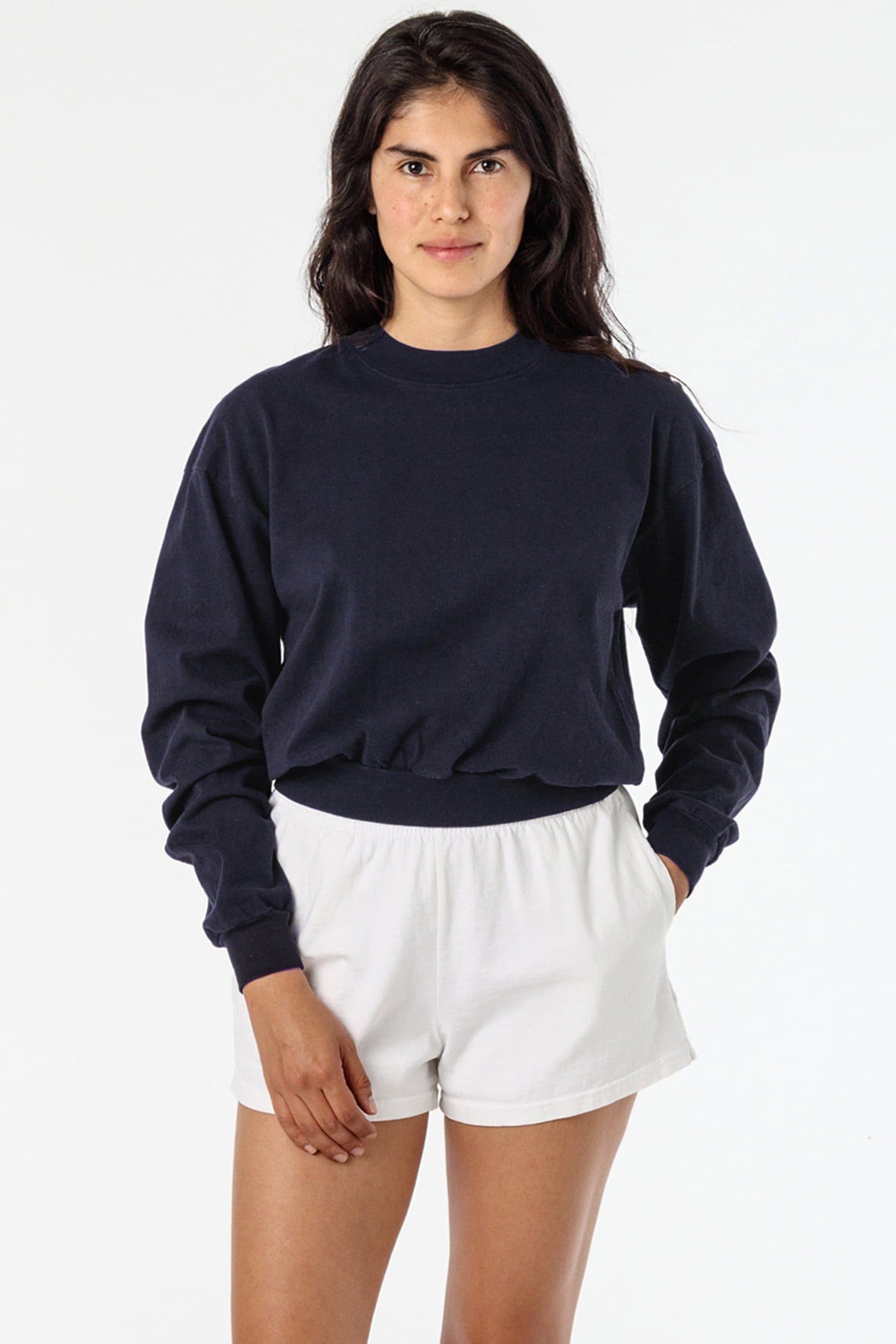 1804GD - Long Sleeve Garment Dye Cropped Mockneck
