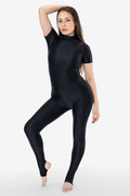 RNT322 - Nylon Tricot Short Sleeve Mockneck Unitard
