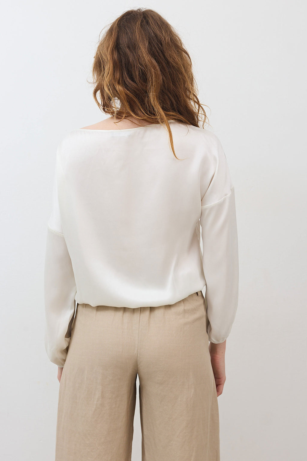 Washable Silk Cinched Hem Blouse