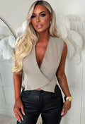 Boss Babe Taupe Cropped Waistcoat